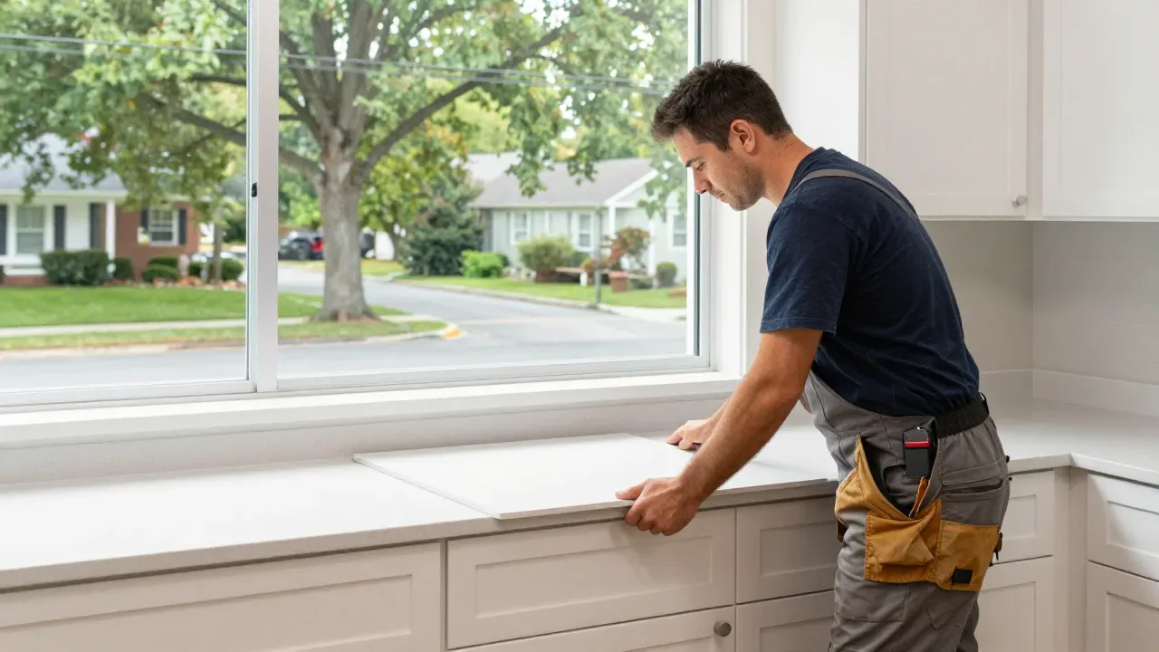 Quartz countertop install in a split-level kitchen remodel in Rockville, MD — Eagle Home Improvements